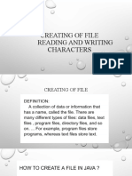 Creating of File Reading and Writing Characters