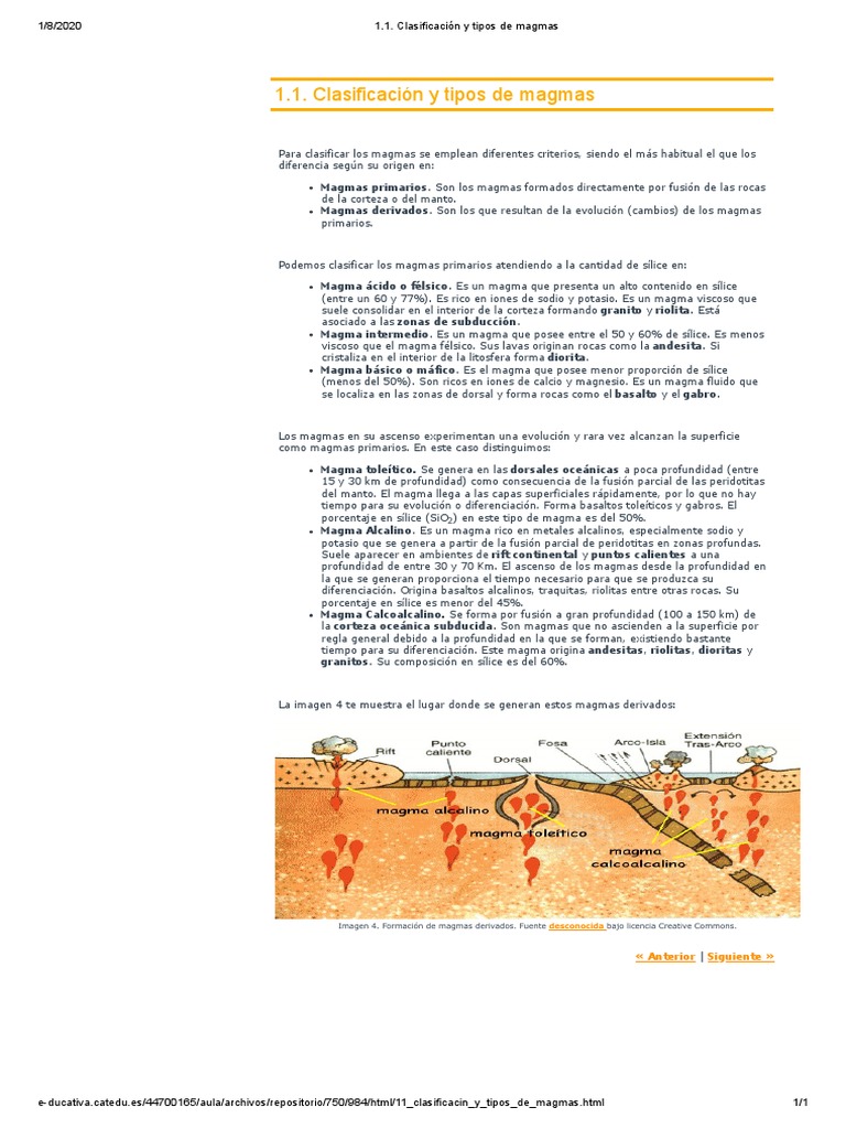 1.1. Clasificación y Tipos de Magmas | PDF | Magma | Basalto