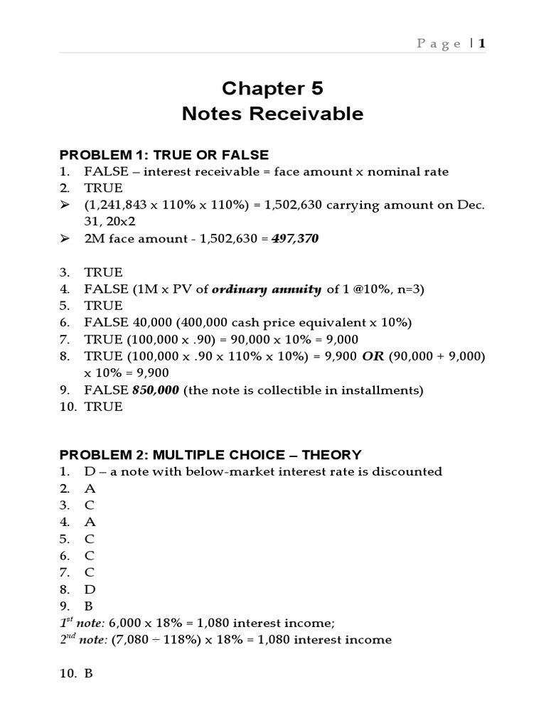 Notes Receivable Accounting Problems | PDF | Money | Financial Services
