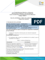 Guía de Actividades y Rúbrica de Evaluación - Unidad 2 - Tarea 3 - Inspección Sanitaria