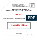 CFS 2/2022 - Gabarito oficial da prova de admissão ao curso de formação de sargentos da aeronáutica