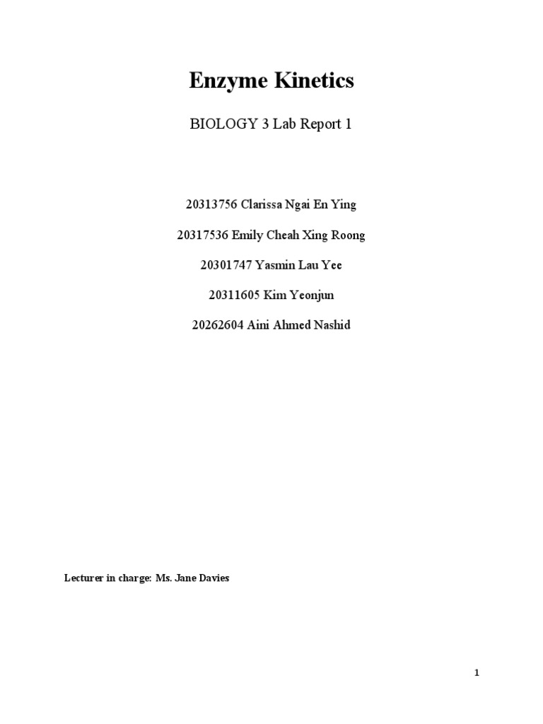 Enzyme Lab Report PDF Enzyme Active Site