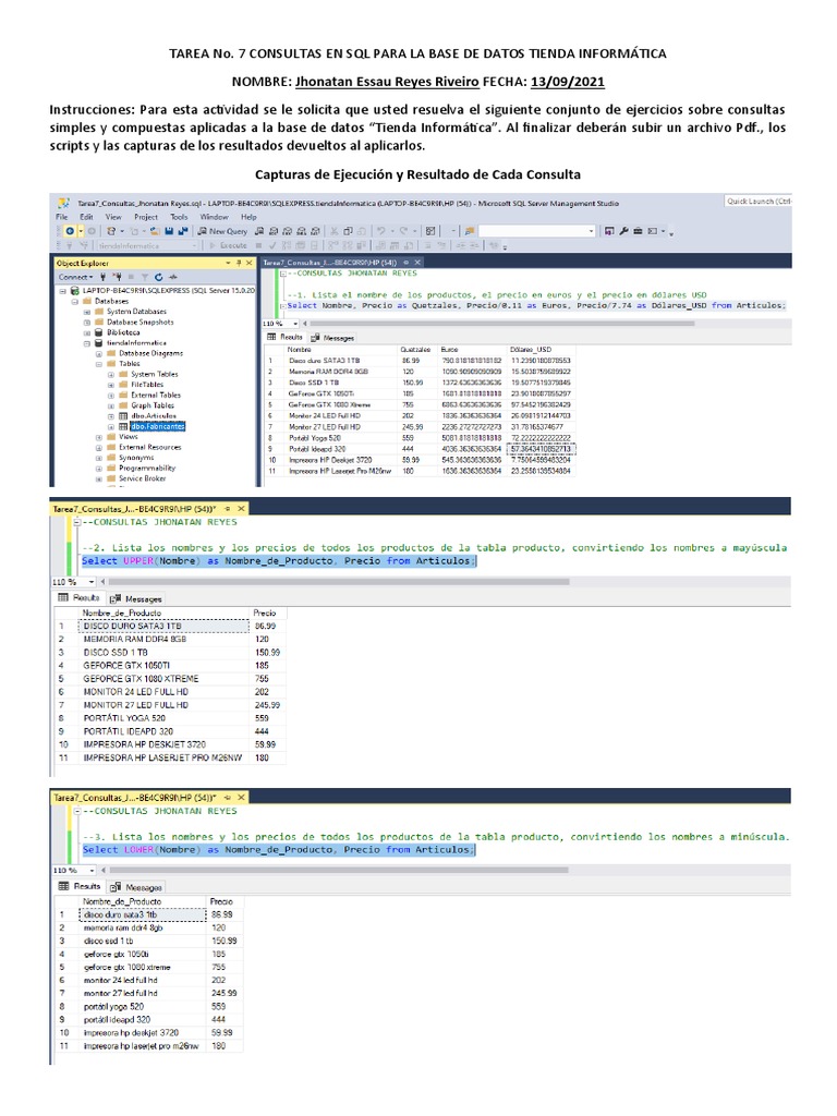 Consultas SQL para Tienda Informática | PDF | SQL | Gestión de ...