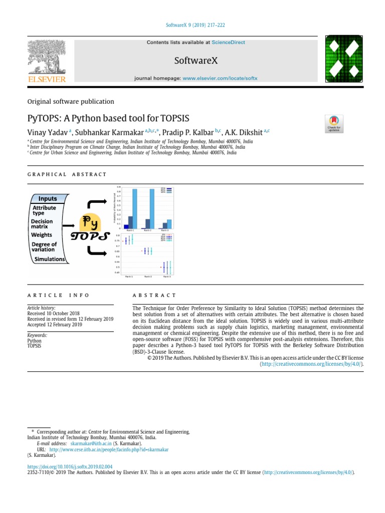 PyTOPS - A Python Based Tool For TOPSIS | PDF | Simulation | Software