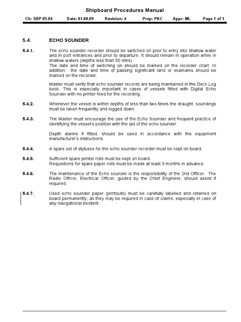 Echo Sounder Operation Guidelines | PDF