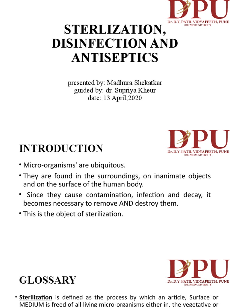 Sterlization, Disinfection and Antiseptics PDF Sterilization