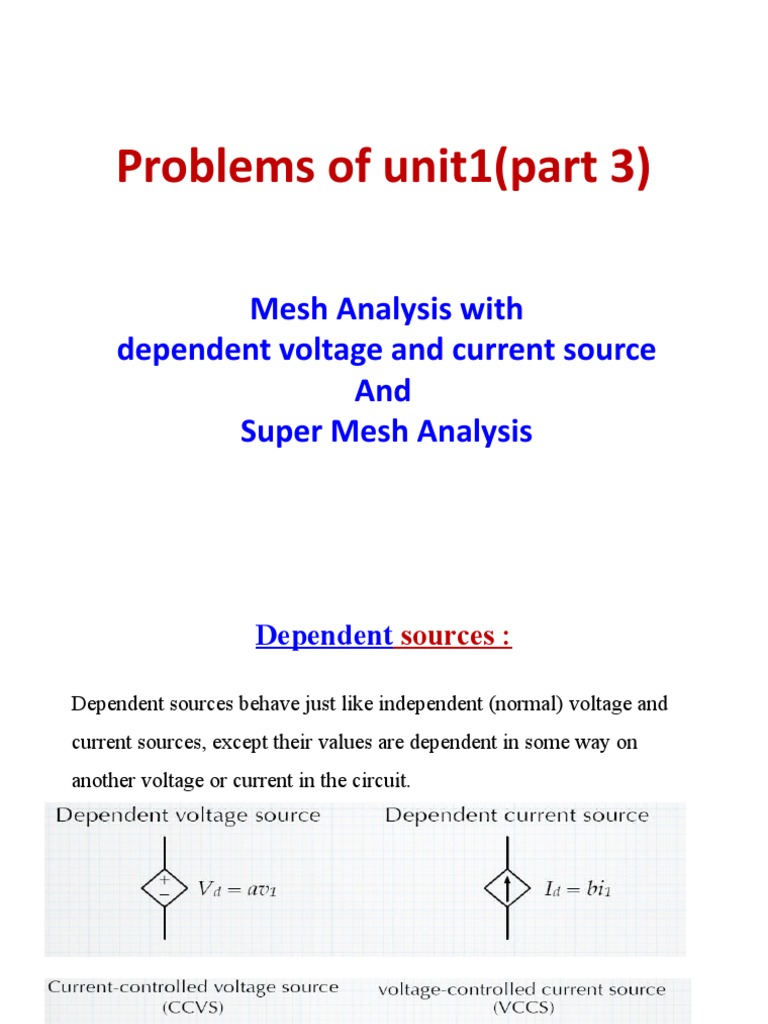 Unit 1 - Mesh Analysis Part 3 | PDF | Computer Engineering | Electricity