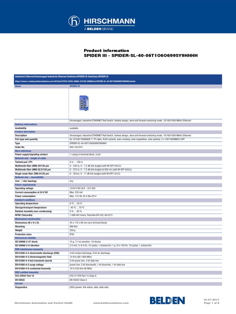 Hirschmann Automation and Control GMBH PDF