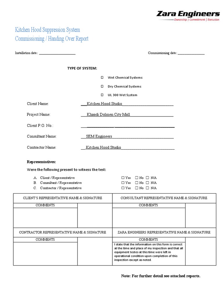 Kitchen Hood Suppression System Report | PDF | Building Engineering ...