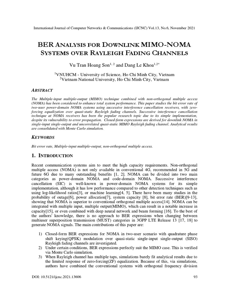BER Analysis in MIMO-NOMA Systems | PDF | Mimo | Orthogonal Frequency ...