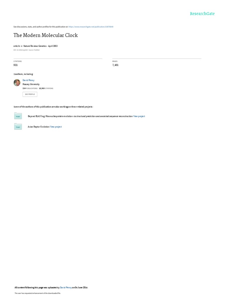 The Modern Molecular Clock PDF Mutation Evolution
