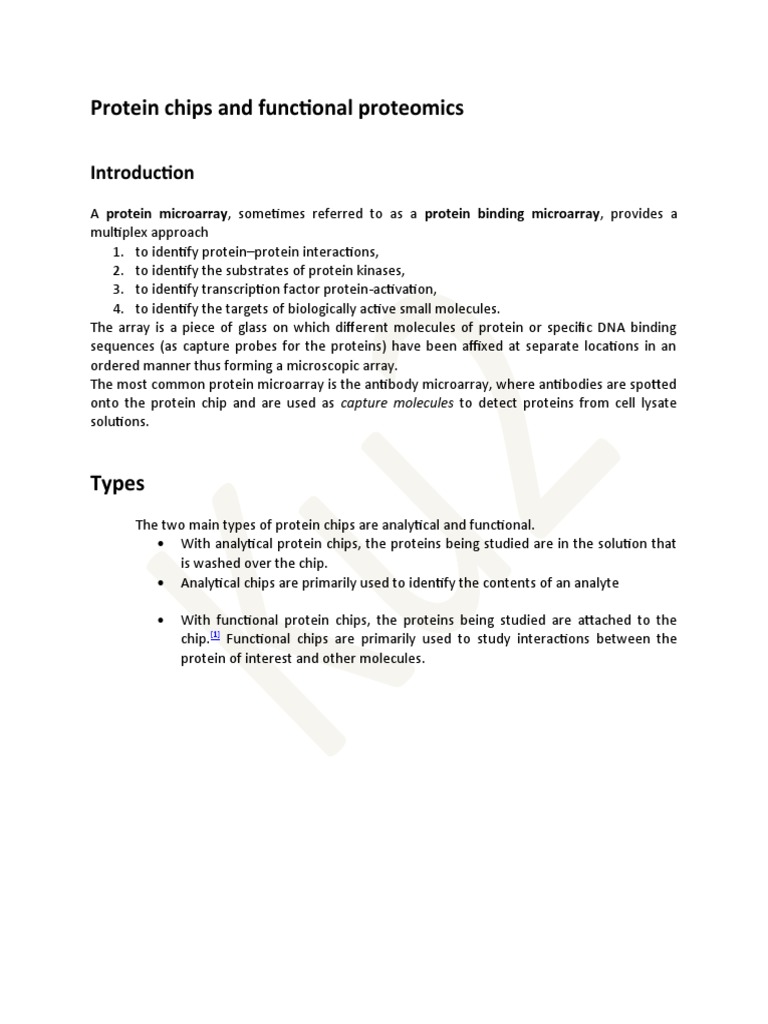 Protein Chips and Functional Proteomics PDF Proteins Bioinformatics