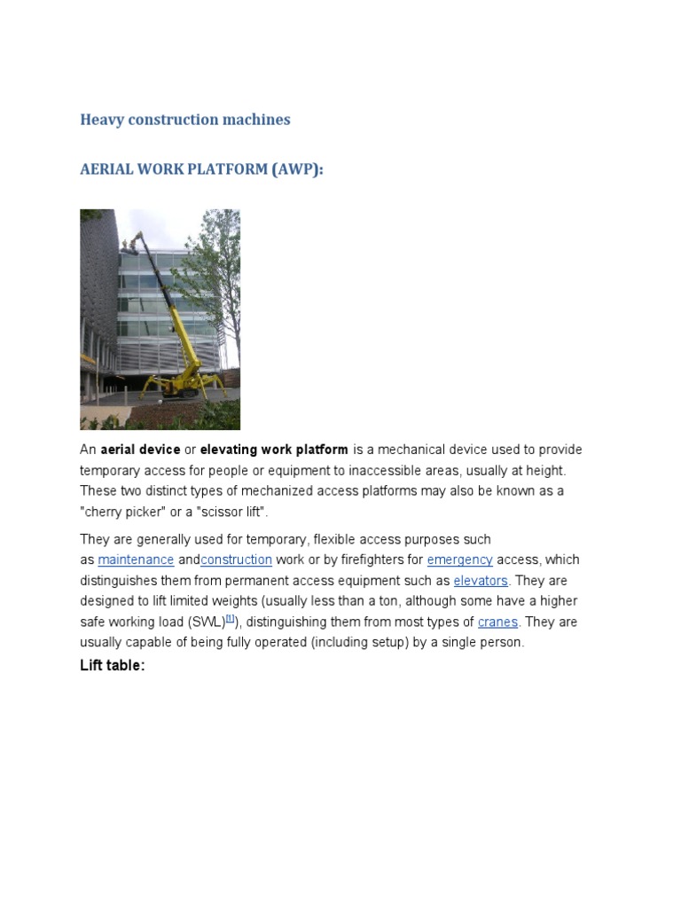 Heavy Construction Machines | PDF | Semi Trailer Truck | Loader (Equipment)