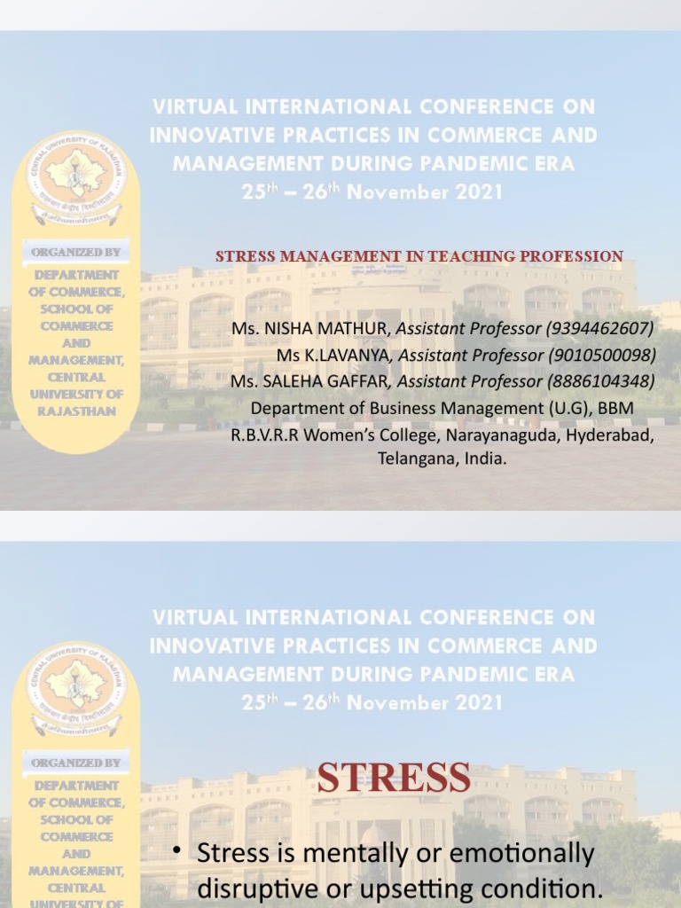 Professional Teaching Seminar Focused on Teacher Well-being and Stress Management