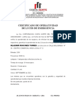 CERTIFICADO DE OPERATIVIDAD DE LUCES DE EMERGENCIA