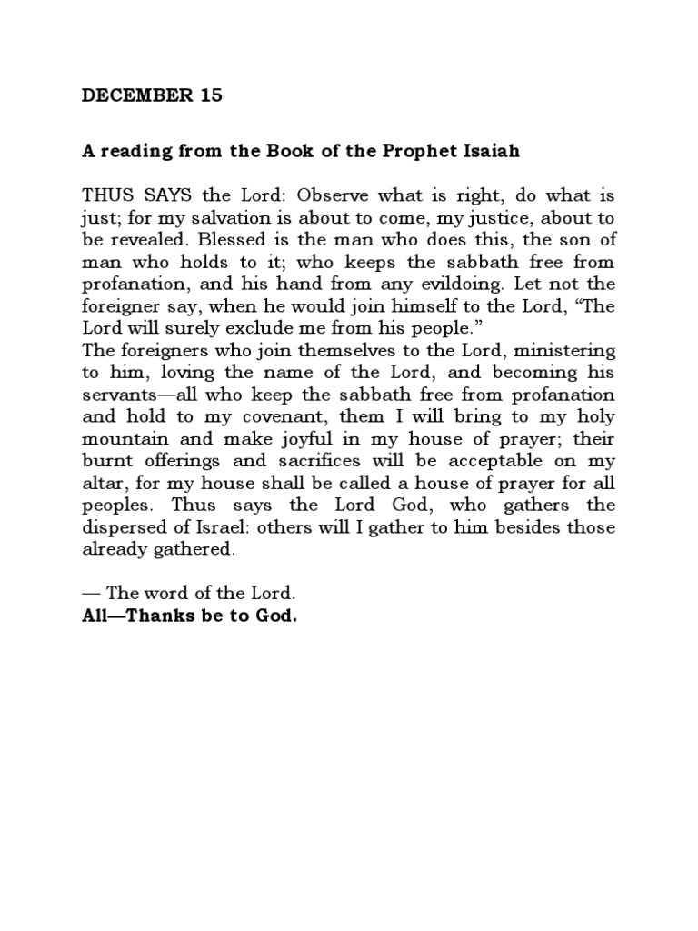 Readings Dec 15 To 19 English | PDF | Saint Joseph | Mary, Mother Of Jesus