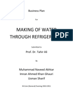 Making of Water Through Refrigerator: Business Plan