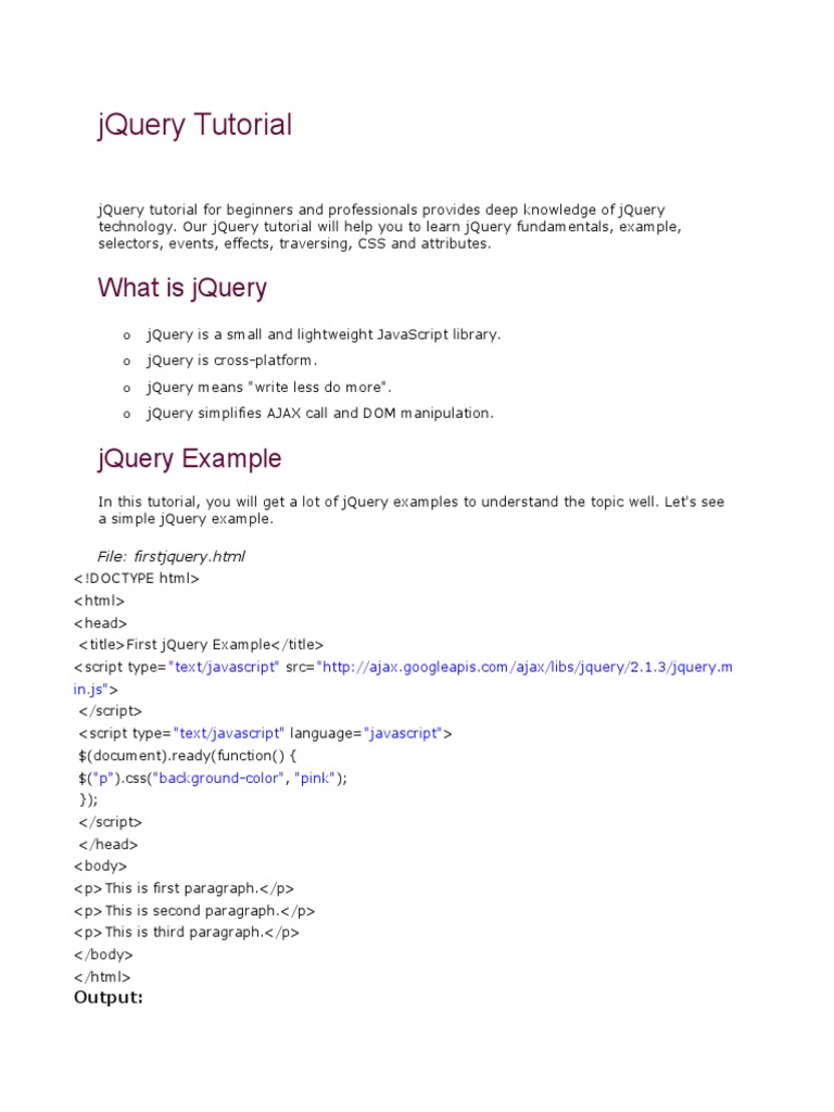 1.JQuery Notes | PDF