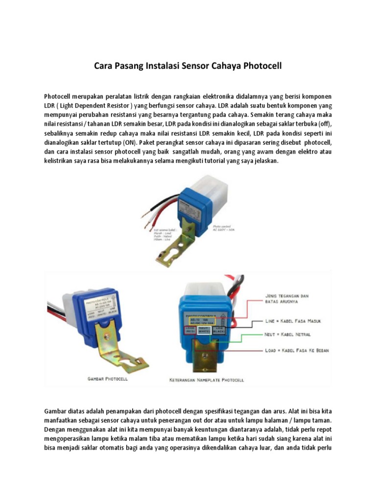 Artikel Cara Pasang Instalasi Sensor Cahaya Photocell Pdf