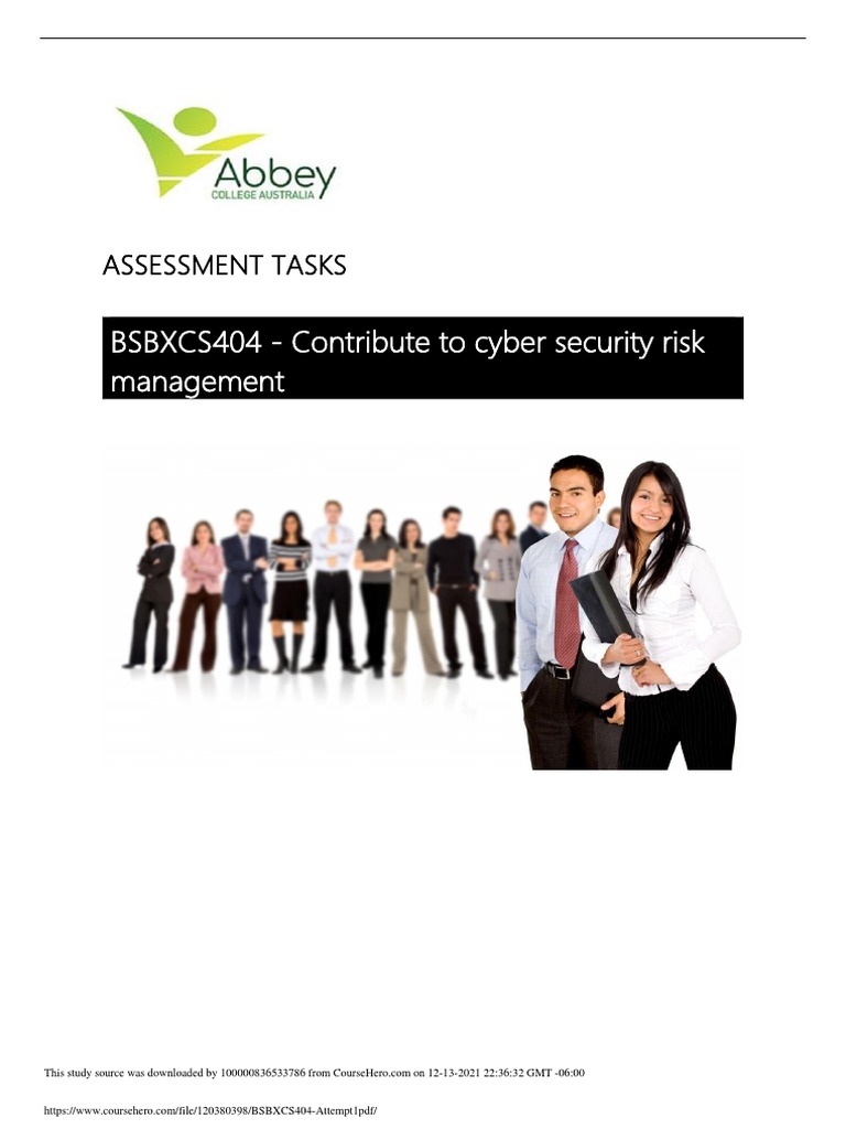BSBXCS404 Cybersecurity Risk Management | PDF | Security | Computer ...