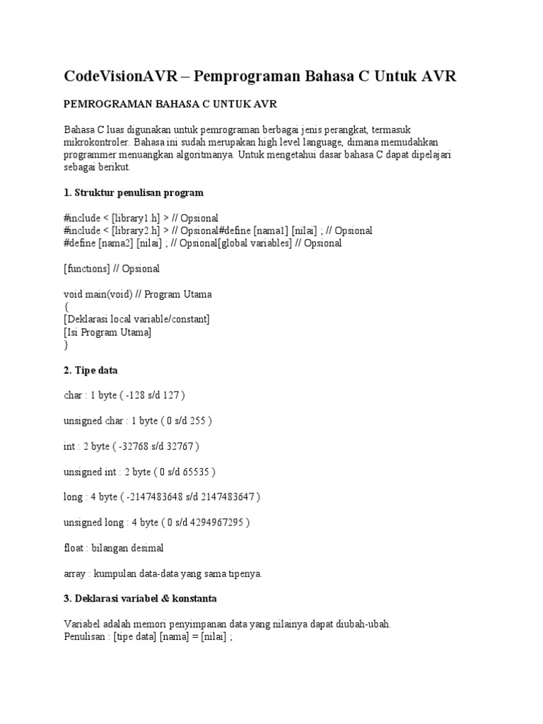CodeVisionAVR - Pemprograman Bahasa C Untuk AVR | PDF | Komputer