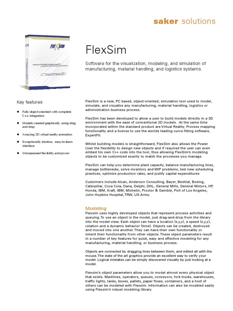 FlexSim Datasheet | PDF | Object Oriented Programming | 3 D Modeling