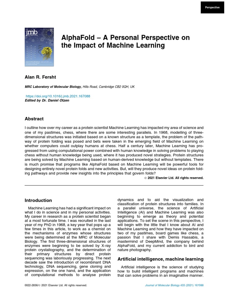AlphaFold A Personal Perspective PDF Protein Folding