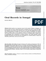 Oral Records in Senegal: International Scene