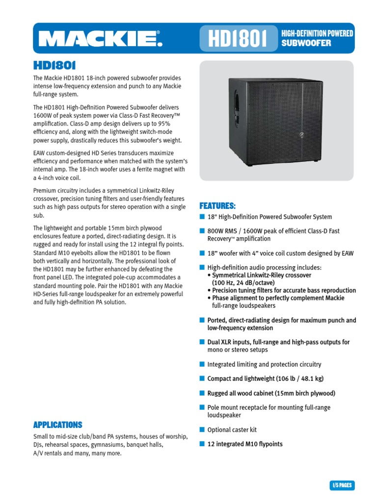HD1801 SS | PDF | Loudspeaker | Electrical Engineering