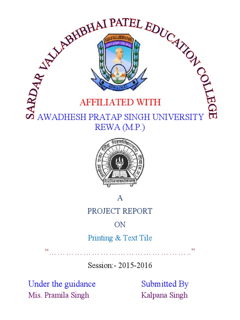 Sardar Ballabhbhai Patel Bed College Rewa PDF