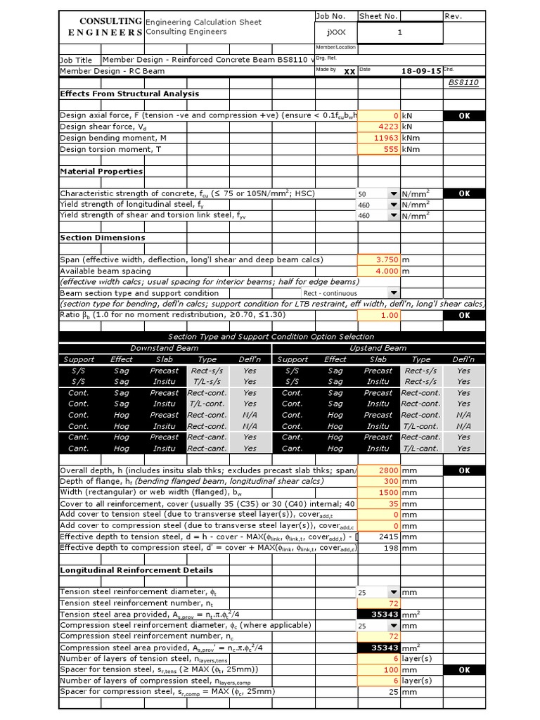 Reinforced Concrete Beam Design Calculations | PDF | Beam (Structure ...