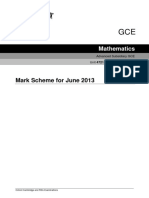 Mark Scheme For June 2013: Mathematics