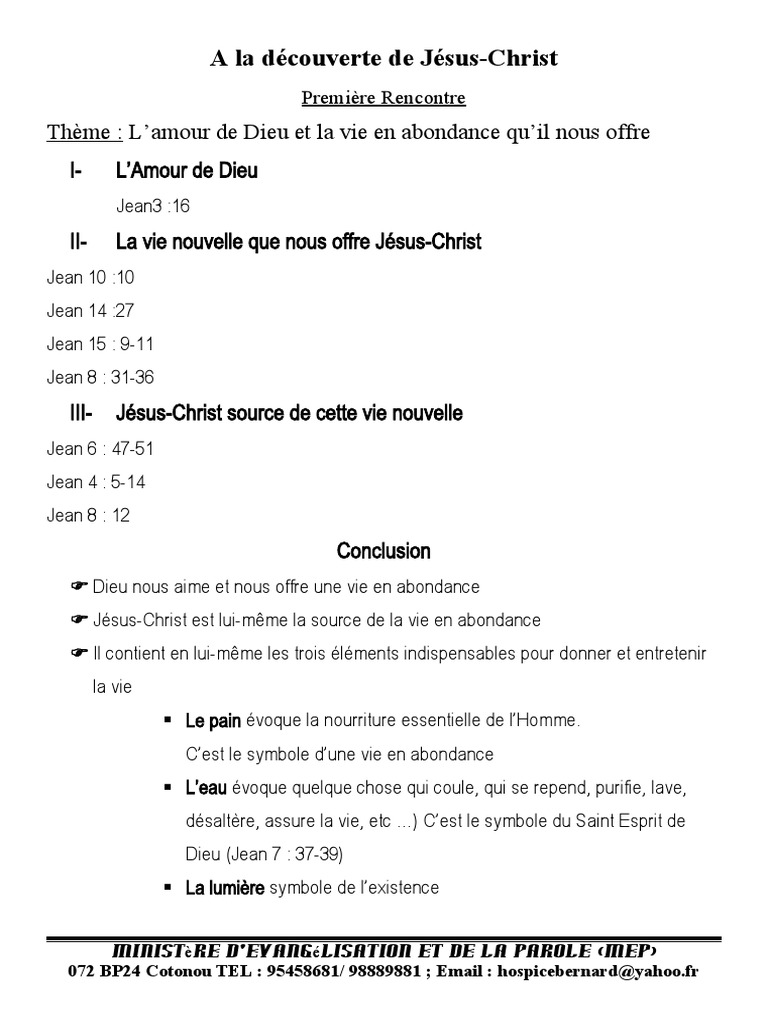 L'amour de Dieu et la vie en abondance | PDF | Jésus | Théologie