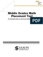 Middle Grades Math Placement Test: For Students New To The Saxon Math Program