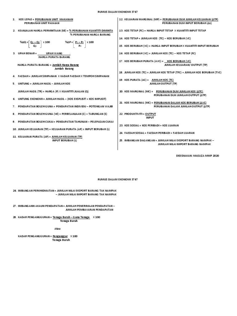 Rumus Ekonomi | PDF