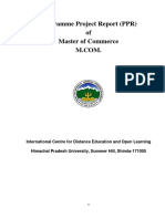 Programme Project Report (PPR) of Master of Commerce