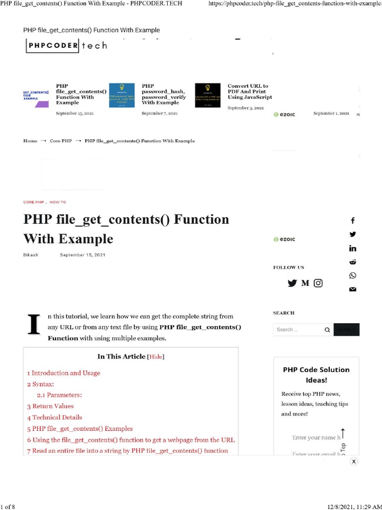 PHP File - Get - Contents Function With Example - PHPCODER - TECH | PDF ...