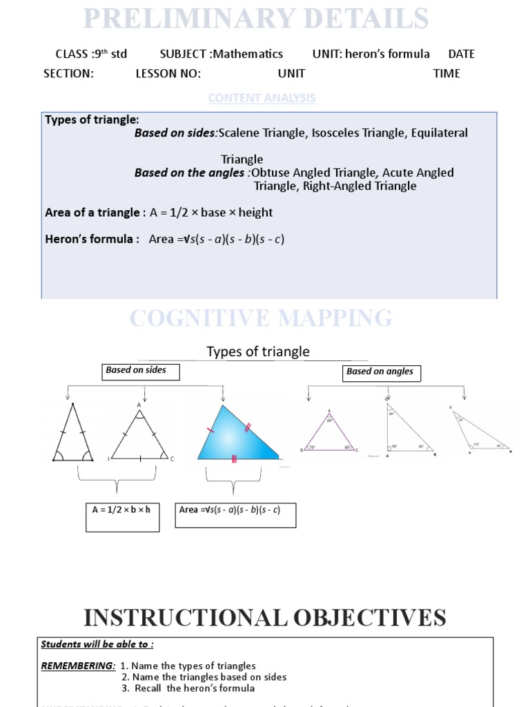 Types of Triangle:: Content Analysis | PDF | Triangle | Area