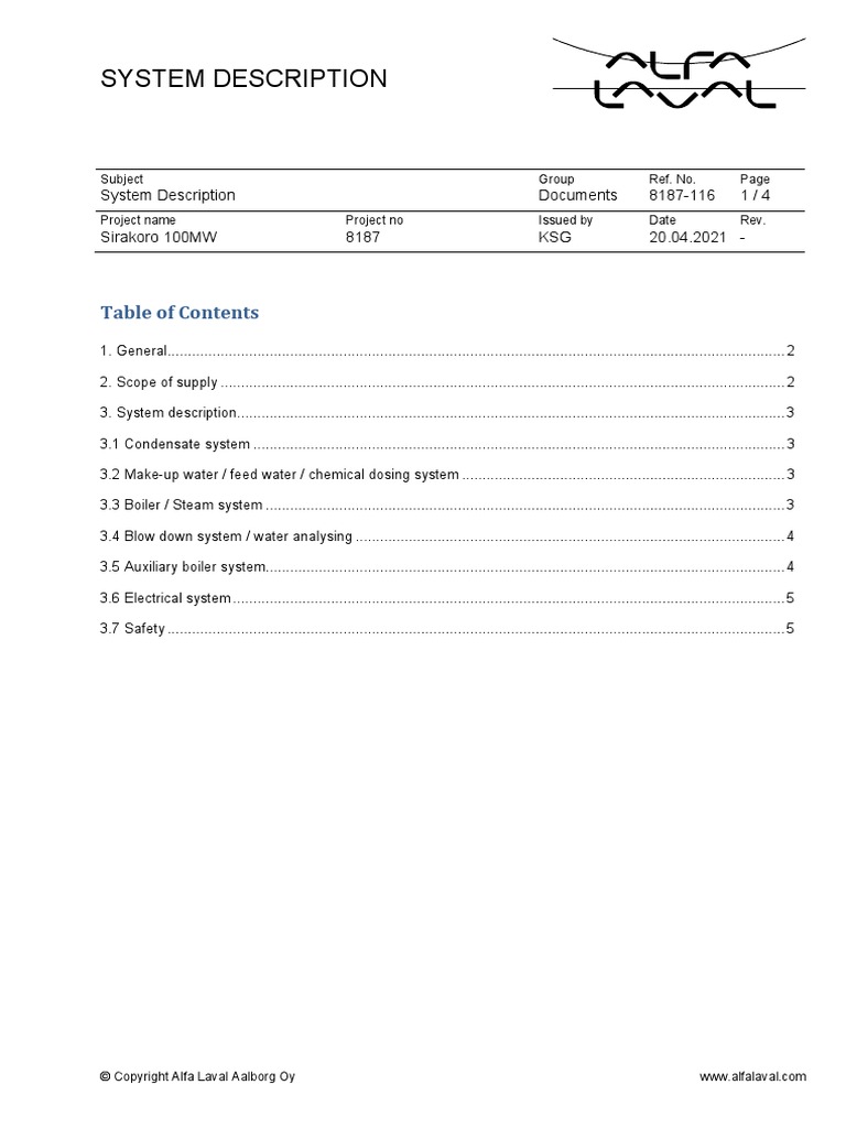 8187-116 Mechanical System Description | PDF | Boiler | Steam