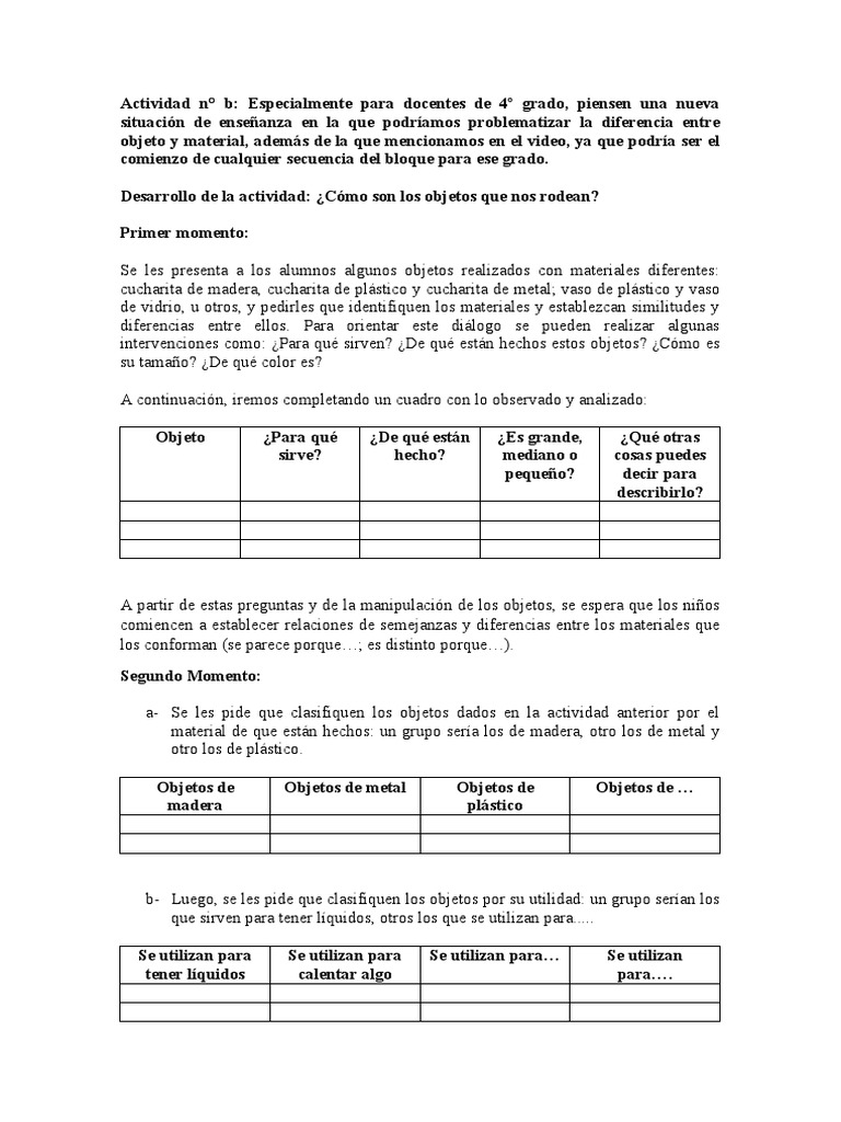 Diferencias entre objetos y materiales | PDF