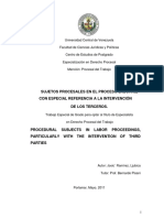 Sujetos Procesales en El Proceso Laboral, Con Especial Referencia a La Intervención de Terceros