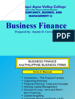 Business Finance: Prepared By: Jenette D. Cervantes