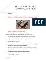 Module de Specialisation 7: Management D'Equipe Projet: Chapitre II: Rôles Et Qualités D'un Chef D'équipe de Projet