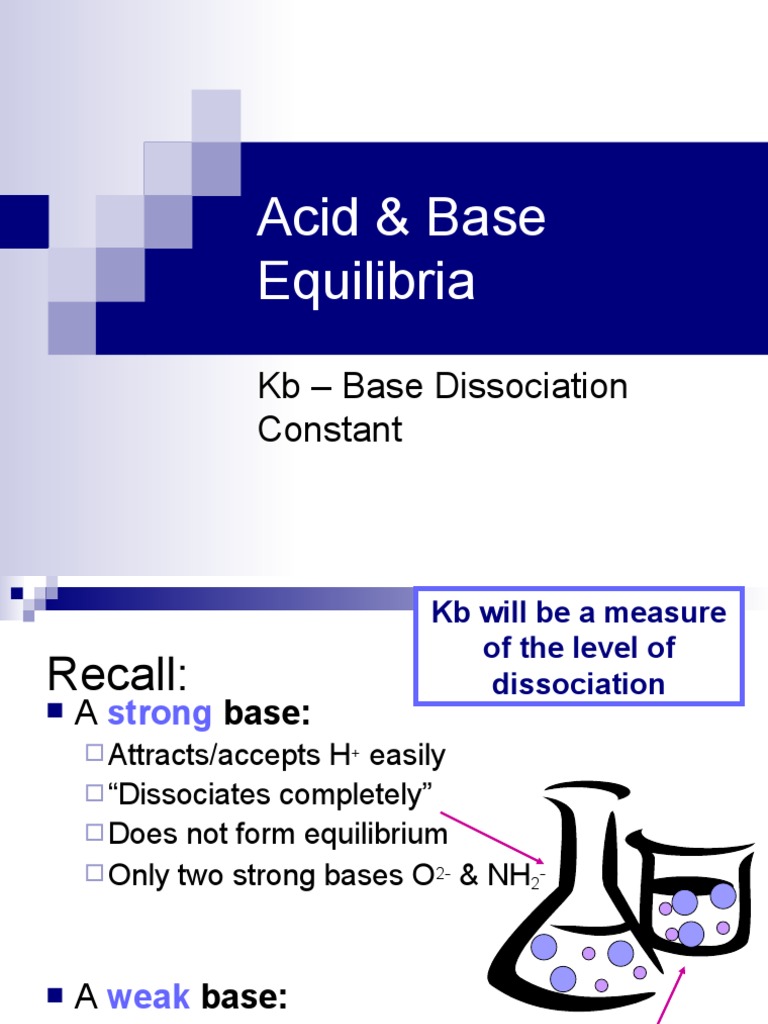 Base Dissociation Constant Kb Guide | PDF | Ph | Acid