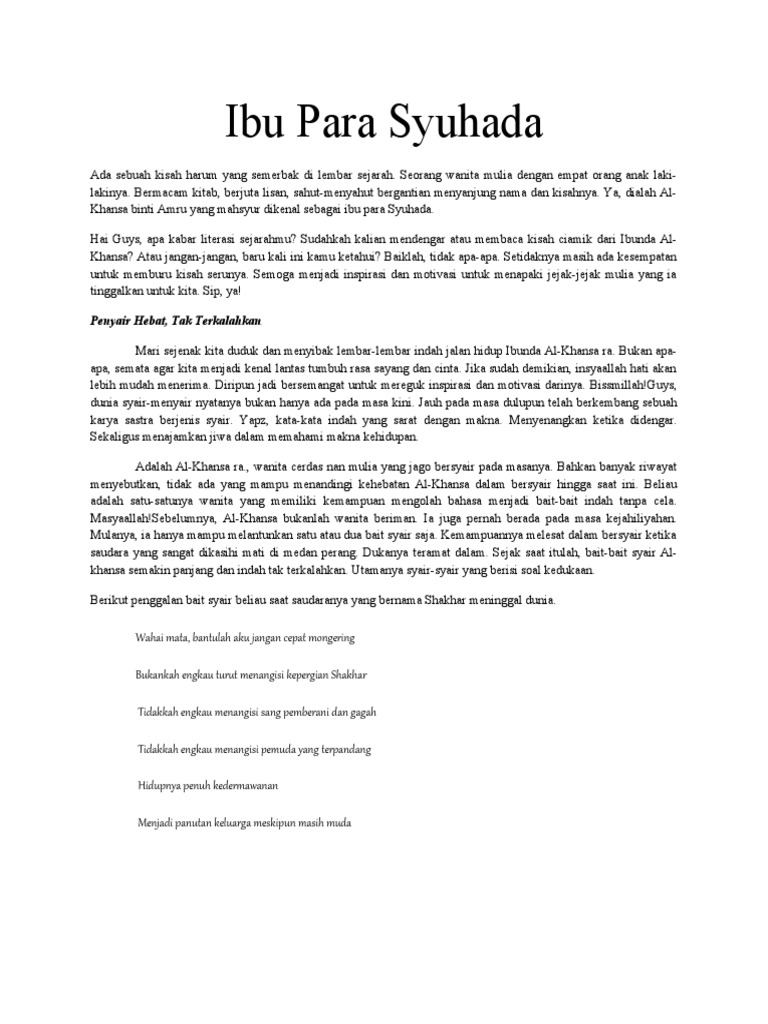 Ibu Para Syuhada Pdf