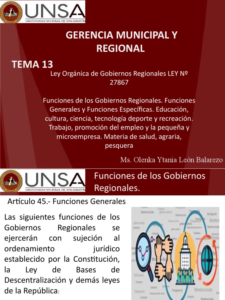 Funciones de Gobiernos Regionales | PDF | Gobierno | Pequeñas y ...