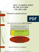 Stylistic Classification of The English Vocabulary: General Considerations