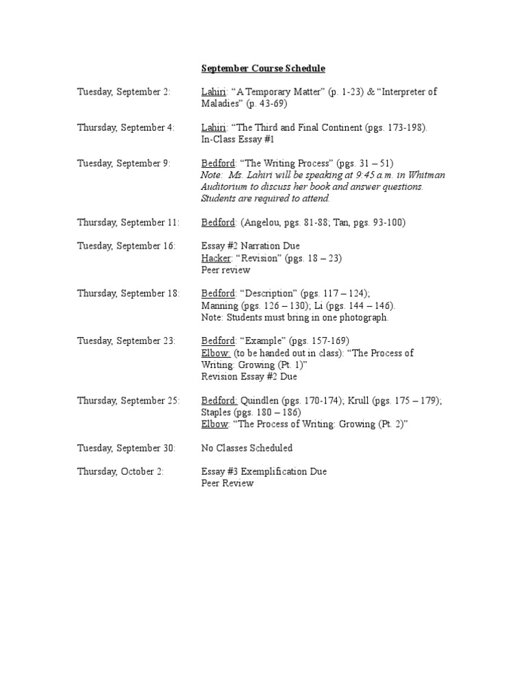 September Course Schedule Overview | PDF