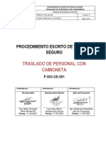 Procedimiento traslado personal camioneta