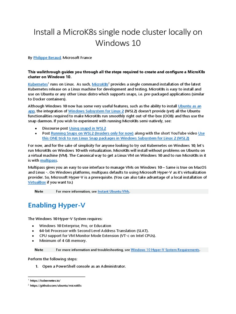 Install MicroK8s on Windows 10 | PDF | Hyper V | Virtualization